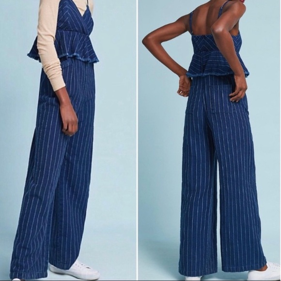 Anthropologie Pants - Denim Stripe Jumpsuit, Ett Twa Anthropologie
